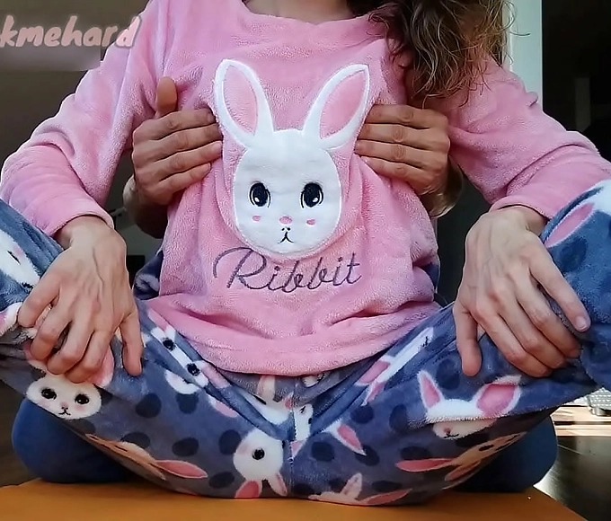 Caught in the Act! Stepbrother Teases His Small-Titted Stepsister in Sexy Pajamas