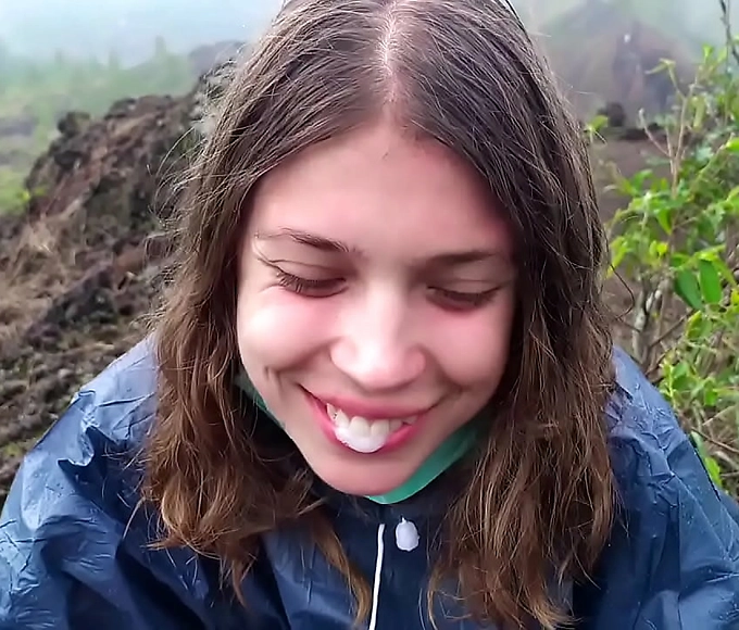 WATCH: Luscious Enchantress Gives Daring Blowjob atop Active Bali Volcano - POV