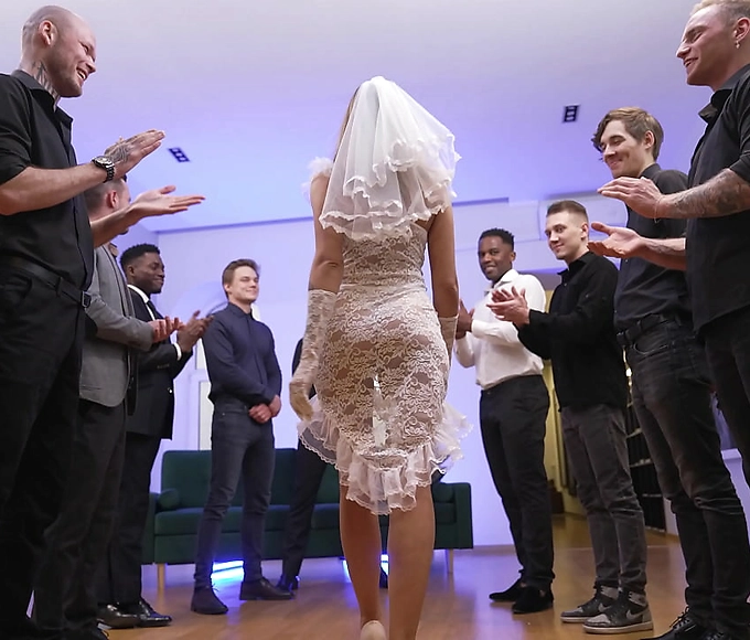 Siri leads the charge in this real DPP wedding gang bang with 9 lucky men! Experience the ultimate interracial romp!