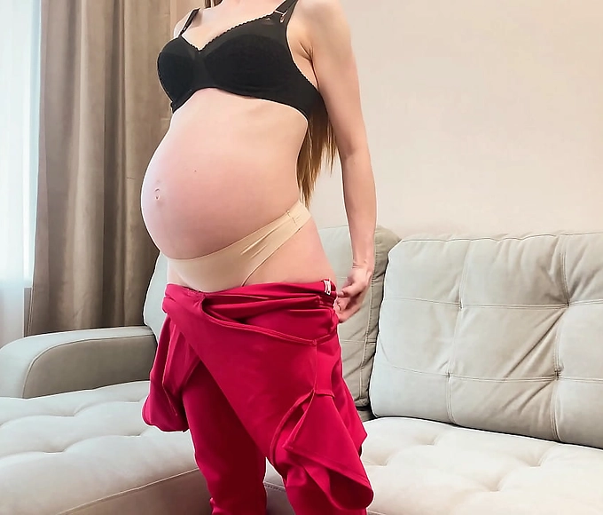 Japanese Stepmom's Secret Talent: Massaging Her Full Belly While Riding Cock