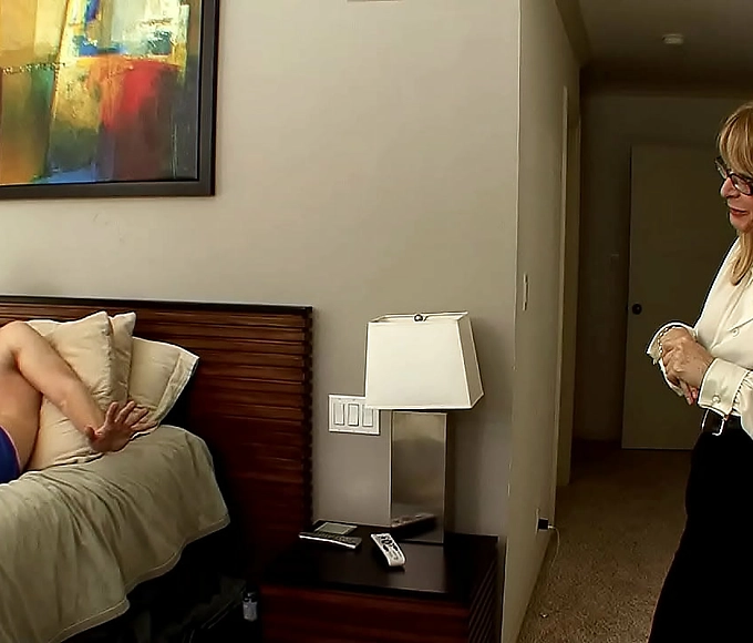 Caught! Nina Hartley Gets Fucked by Boy with Big Boobs Obsession