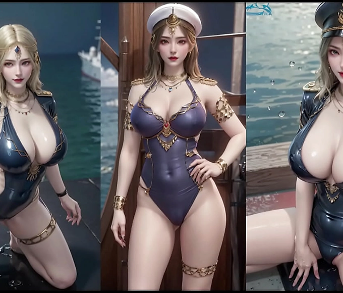 C cups? No problem! Watch our AI-generated painting of a stunning Navy MILF with enormous breasts that will leave you drooling!